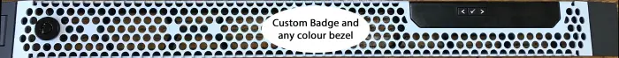 OEM Custom Bezels for DELL Rack-mounted servers featuring a mix of colours, uniquely printed, making an excellent OEM Custom Solution